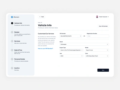 Multistep Forms - Vehicle info app b2b2c forms product design stepper ui