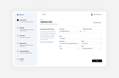 Multistep Forms - Vehicle info app b2b2c forms product design stepper ui