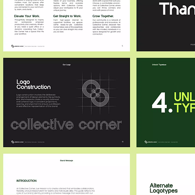 Collective Corner - Visual Identity Guidelines animation brand book brand guidelines brand identity branding collective corner coworkingspace design graphic design guidelines illustration logo logo design ui visual identity