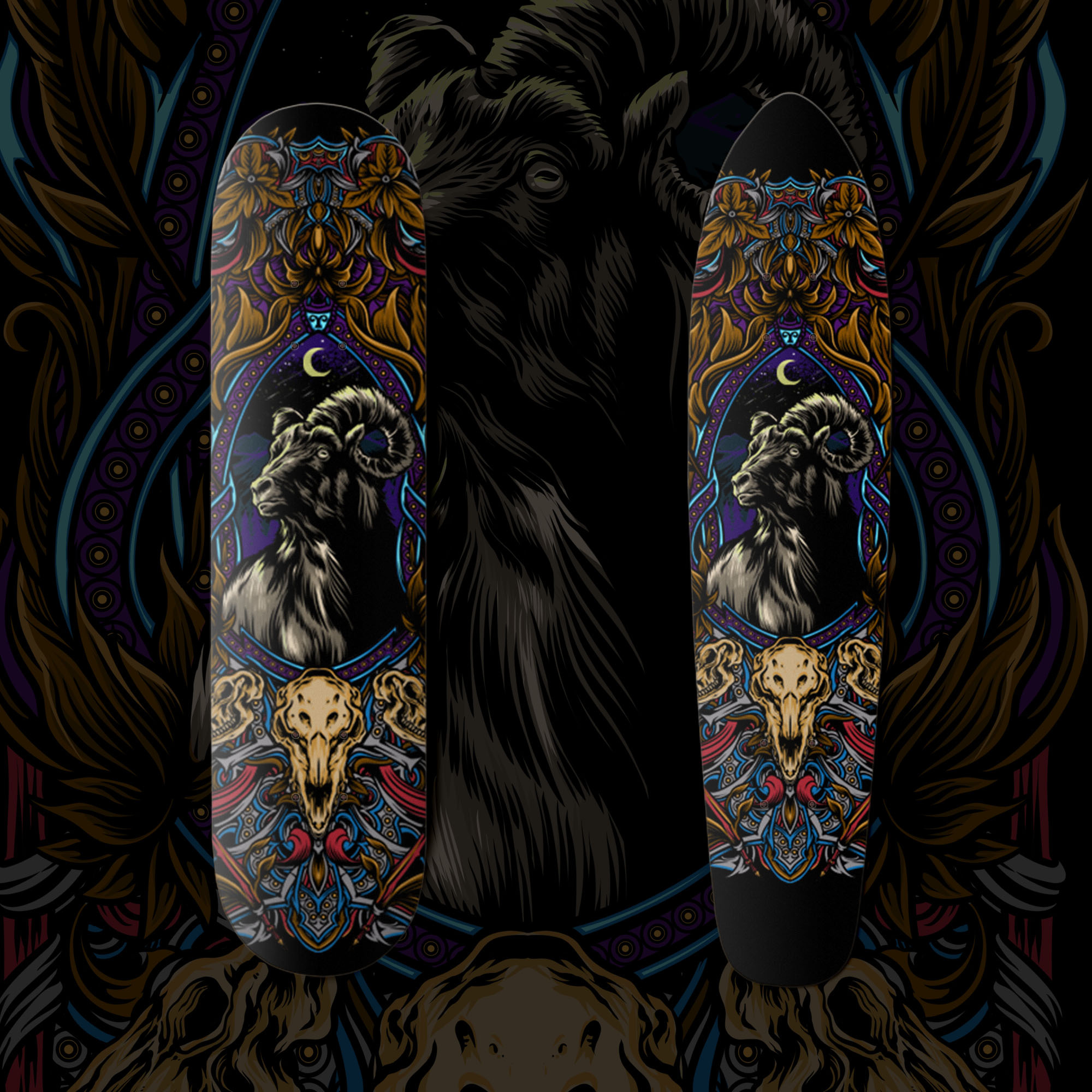 Skateboard Zodiac Series aries badge logo board brand identity branding design graphic design icon illustration logo ornament skate skateboard skateboarddesign skull vector zodiac