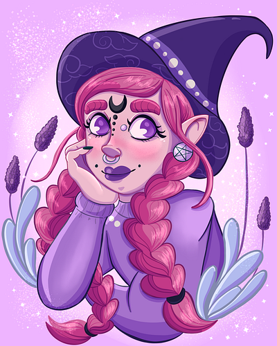 Lavender witch illustration