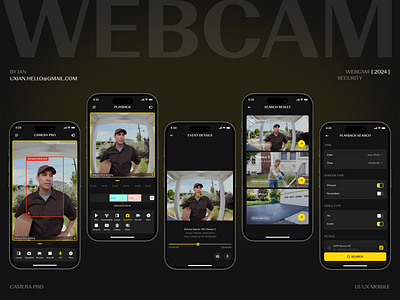 Webcam APP camera dark design iot live video mobile network playback search security setting smart surveillance video ui video webcam