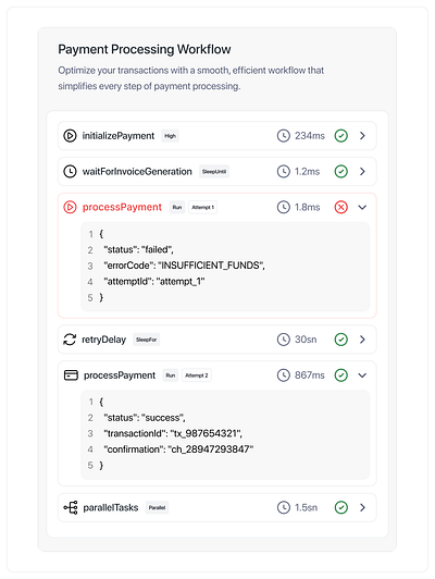 Payment Processing Workflow ui