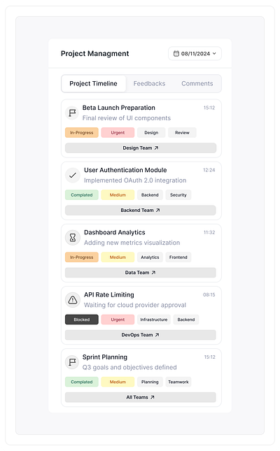 Project Management Timeline ui