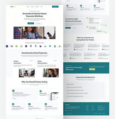 Scupay redesign- An ed-tech platform for schools and students ed tech ed tech landing page education education website educational landing page fintech landing page payment for schools school landing page school payment solution school website student website ui design ui ux ux redesign web page web redesign website