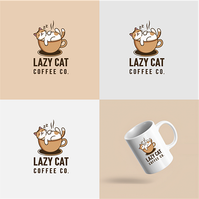 LAZY CAT COFFEE CO. brand branding design logo simple vector