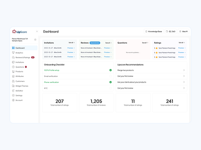 Lipscore. Customer Reviews Platform analytics customer reviews dashboard ecommerce feedback product reviews reviews saas uiux web webdesign