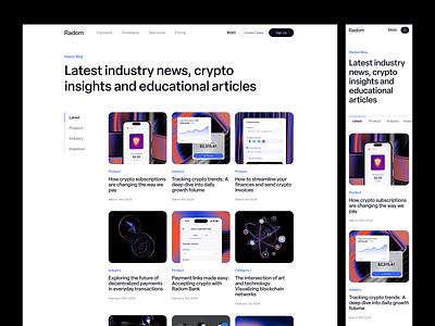 Radom Blog 2024 3d design 3d illustration blockchain brand identity branding cryptocurrency ethereum finance fintech illustration layout product design software uiux web3 webflow development webflow website website design