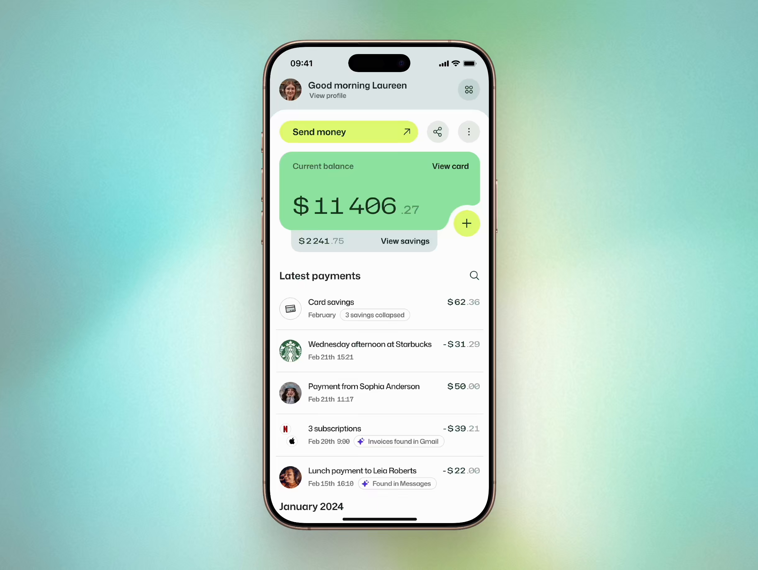 Example of Smart transaction history