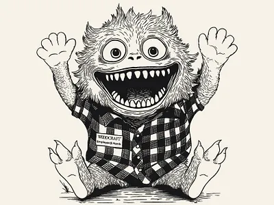 October 2024 Graphics character cheer creature cute hair hairy halloween happy illustration monster october plaid scary spooky woodcraft