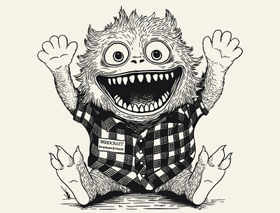 October 2024 Graphics character cheer creature cute hair hairy halloween happy illustration monster october plaid scary spooky woodcraft