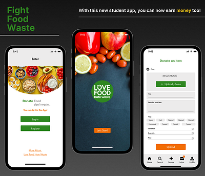 Love Food Hate Waste - Students App app design figma graphic design logo ui ux