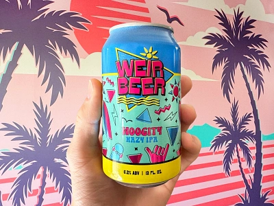 Weir Beer Co. Branding & Packaging Design 90s 90s logo beach beer can design beer design beer logo brewery branding california large wall decal nostalgic palm trees san diego san diego brewery design sd brewery throwback