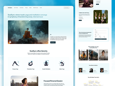 SoulSync. Website Design branding custom website design daily ui healthcare illustration landing page meditation mental health peace physical activity product design service session therapist therapy uiux design web design yoga yoga service website yoga website