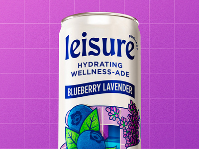 Leisure Project - Blueberry Lavender beverage branding character drink hydration illustration logo packaging