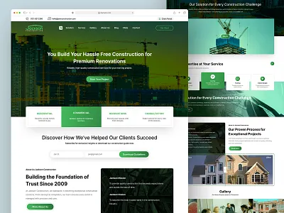 Website UI Design - Construction Website construction figma green home homerenovation real state renovation web design web ui website design for wordpress website ui wordpress website wordpress website design work