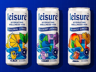 Leisure Project - Family beverage can characters drink flow hydration illustration leisure logo packaging portal water waterfall wave