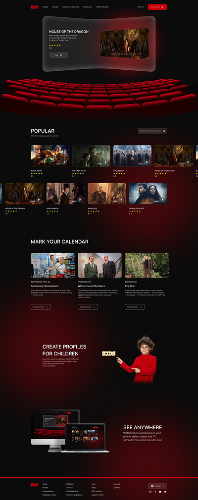 HBO website redesign animation design figma interfacedesign ui userexperience