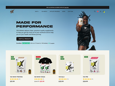 Supplements E-commerce Website - Landing Page design e commerce ecommerce hero landing landing page layout marketplace online shop online shopping protein sections shop shopify sport store supplements ui web page website