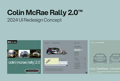 Colin McRae Rally 2.0™ — UI Concept 2024 brutalism game gaming graphic design industrial retro typography ui uiux ux vintage y2k