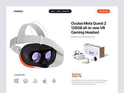 meta Virtual Reality - eCommerce Website design details ecommerce elementor framer landing meta oculus online page product shop ui vr webflow website wordpress