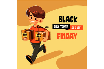 Black Friday Banner with Happy Young Man black buy consumer deal discount ecommerce exclusive friday holiday offer online price product promotion retail sale sales shop shopping special