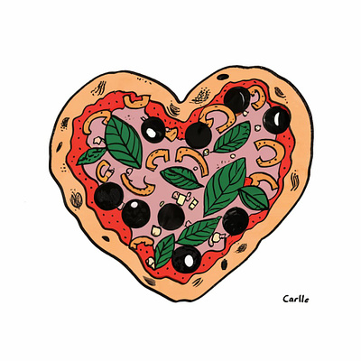 Heart pizza graphic design illustrations logo