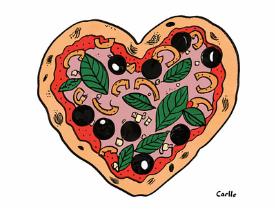 Heart pizza graphic design illustrations logo