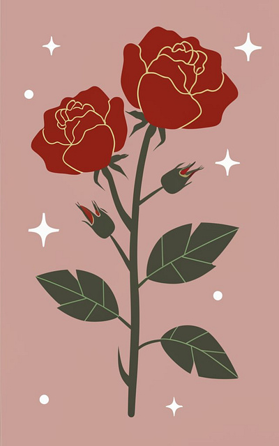 Red roses graphic design illustrations logo