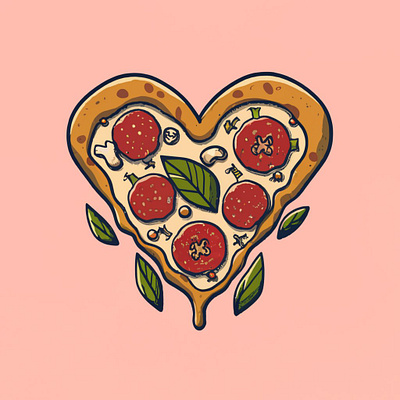 Heart pizza graphic design illustrations logo