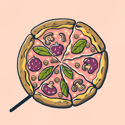 Pink pizza graphic design illustrations logo