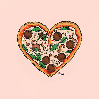 Heart pizza graphic design illustrations logo