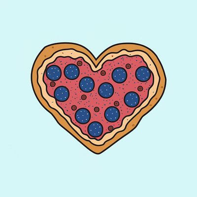 Heart pizza graphic design illustrations logo