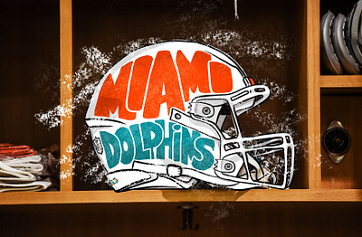 Miami Dolphins Helmet aqua illustration miami miami dolphins nfl orange sport type