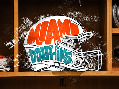 Miami Dolphins Helmet aqua illustration miami miami dolphins nfl orange sport type