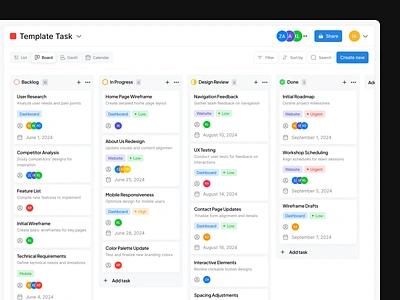 Maneadt - Task Management Dashboard asana clean dashboard management minimalist modai notion saas task task management team trello ui ux