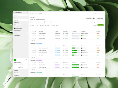 TasklyPro – Team Management brief clean dashboard design management minimalism priority product design progress task task management teams ui user interface ux
