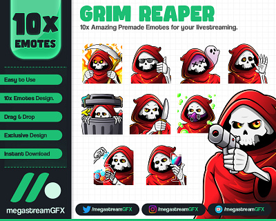 Grim Reaper emotes - Horror Emotes - Halloween Twitch Emotes scary emote