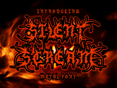 Silent Scream – Metal Font branding font dark font death metal font display font fire font gothic font horror font illustration logo font metal font modern font movie font music font poster font rebellious font rock font scary font spooky font typography unique font