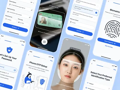 blockfy: AI Crypto Investing & Trading App - KYC Verification UI ai crypto assistant blockchain app blue clean crypto exchange app crypto investing app crypto trading app crypto ui kit crypto wallet app figma ui kit finance app finance ui kit gradient kyc minimal modern soft user verification verification ui web3 mobile app