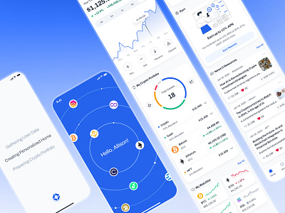 blockfy: AI Crypto Investing & Trading App - Crypto Portfolio UI ai crypto assistant blockchain app blue clean crypto app crypto dashboard crypto exchange app crypto investing app crypto portfolio crypto trading app crypto ui kit crypto wallet app figma ui kit finance app finance ui kit gradient minimal modern soft web3 mobile app