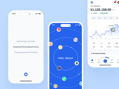 blockfy: AI Crypto Investing & Trading App - Home Screen UIUX ai crypto assistant blockchain app blue clean crypto dashboard crypto exchange app crypto investing app crypto trading app crypto trend ui crypto ui kit crypto wallet app figma ui kit finance app finance ui kit home screen line chart ui minimal modern soft web3 mobile app