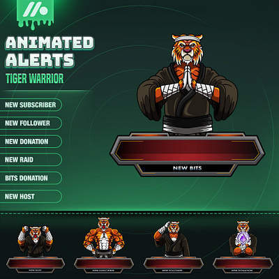 Tiger Warrior Alerts Pack - Stream Alert Pack warrior Theme stream alert design