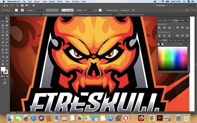 Fire Skull Mascot Logo Design demon devil evil fire logo mascot