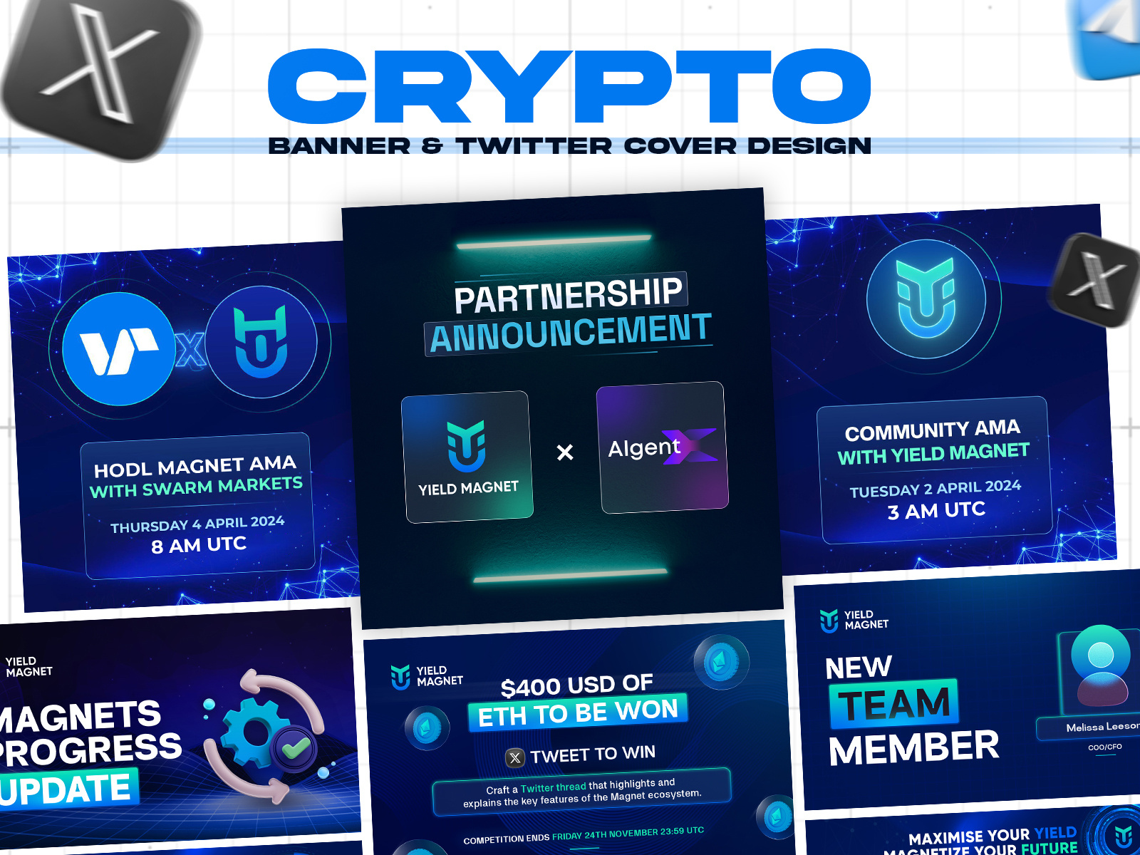 Crypto Banner & Twitter Cover Design for Yield Magnet by Nazmul Hossan |  Freelance Brand Designer on Dribbble