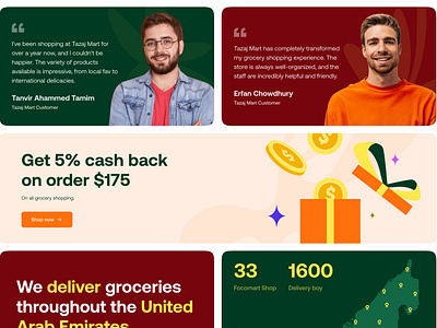 Grocery Shopping Website UI Kit | Cards and Components banner design customer review delivery service design ecommerce ecommerce website focotik grocery grocery delivery grocery shopping illustration online grocery online shop shopping testimonial ui ui components ui kit ui ux ux