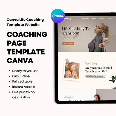 Canva Life Coaching Template Website canva canva website life coaching website template canva website template