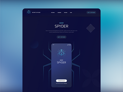 Spyder - Landing page design for a Cryptocurrency Wallet branding crypto website ideas cryptocurrency website design graphic design illustration landing page landingpage design typography ui ui design uiux design ux vector website design