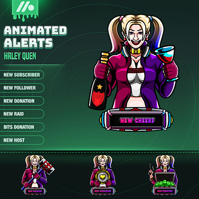 Harley Queen Alerts Pack - Girls Character Alerts stream alert design