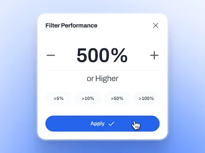 blockfy: AI Crypto Investing & Trading App - Filter Performance ai crypto assistant blockchain app blue clean crypto exchange app crypto investing app crypto trading app crypto ui kit crypto wallet app figma ui kit filter ui finance app finance ui kit gradient minimal modern soft sort ui text input web3 mobile app